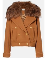 Chloé - Cropped Shearling-Trimmed Wool-Blend Coat - Lyst