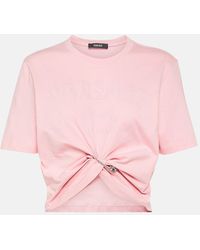 Versace - Cropped Cotton Jersey T-shirt - Lyst