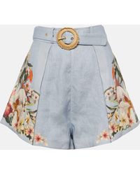 Zimmermann - Lexi Floral High-rise Linen Shorts - Lyst