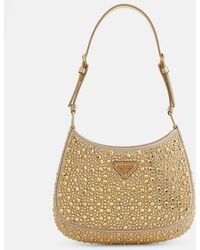 Prada - Cleo Satin Bag With Crystals In Gold - Lyst