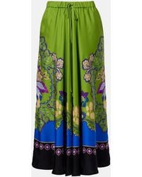 La DoubleJ - Printed Silk Midi Skirt - Lyst
