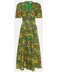 ALÉMAIS - Isabella Floral-print Linen Midi Dress - Lyst