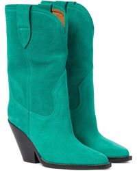 Isabel Marant Laxime Suede Cowboy Boots - Green