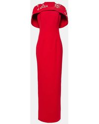 Safiyaa - Embroidered Caped Crepe Gown - Lyst