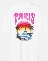 Balenciaga - Tropical Paris Cotton Jersey T-shirt - Lyst