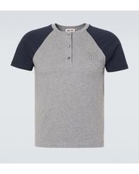 Miu Miu - Logo Cotton Jersey Henley Shirt - Lyst