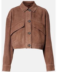 Brunello Cucinelli - Monili Cropped Suede Jacket - Lyst