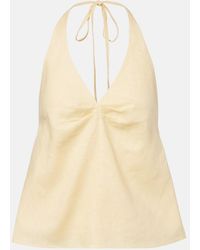 STAUD - Corso Halterneck Linen Top - Lyst
