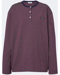 Miu Miu - Striped Cotton Jersey Henley Shirt - Lyst