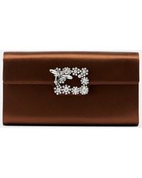 Roger Vivier - Efflorescence Embellished Satin Clutch - Lyst