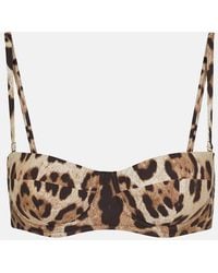 Dolce & Gabbana - Leopard-Print Bikini Top - Lyst