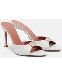 AMINA MUADDI - Mini Camelia Embellished Leather Mules - Lyst