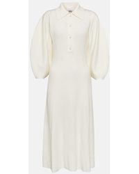 Chloé - Ribbed-Knit Wool Midi Dress - Lyst