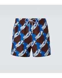 Gucci - Printed Poplin Swim Trunks - Lyst