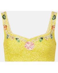 Clio Peppiatt - Top Cropped Marina Con Decorazioni - Lyst