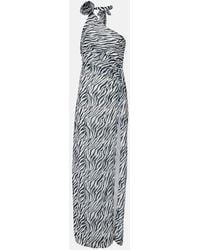 Bananhot - Louise Zebra-Print One-Shoulder Maxi Dress - Lyst