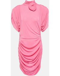Magda Butrym - Rose-applique Ruched Jersey Minidress - Lyst