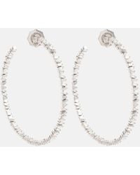 Suzanne Kalan - Classic 18kt White Gold Hoop Earrings With Diamonds - Lyst
