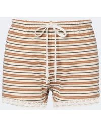 Posse - Maeve Lace-Trimmed Striped Cotton Shorts - Lyst