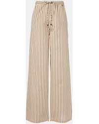 Max Mara - Striped Cotton And Silk Wide-Leg Pants - Lyst