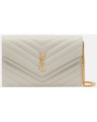 Saint Laurent - Cassandre Envelope Leather Wallet On Chain - Lyst