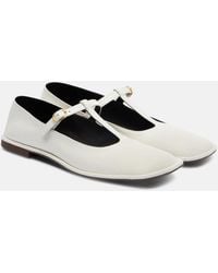 The Row - Square Leather Ballet Flats - Lyst
