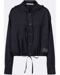 Acne Studios - Pinstripe Hooded Wool Jacket - Lyst