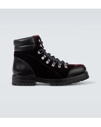 Manolo Blahnik - Janka Leather-Trimmed Velvet Combat Boots - Lyst