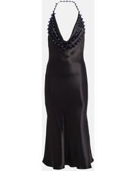 Bottega Veneta - Beaded Satin Midi Dress - Lyst