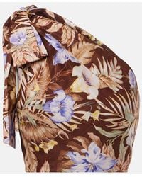 Zimmermann - Coco Floral One-Shoulder Cotton Top - Lyst