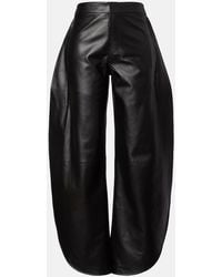 Alaïa - High-Rise Leather Barrel-Leg Pants - Lyst