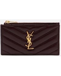 Saint Laurent - Cassandre Leather Card Holder - Lyst