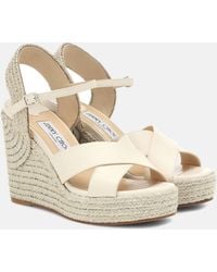 Jimmy Choo - Dellena 100 Leather-trimmed Espadrilles - Lyst