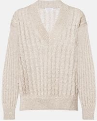 Brunello Cucinelli - Sequined Linen-Blend Sweater - Lyst