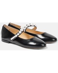Mach & Mach - Sirene Embellished Leather Mary Jane Flats - Lyst