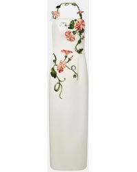 LEO LIN - Floral-Applique Halterneck Gown - Lyst