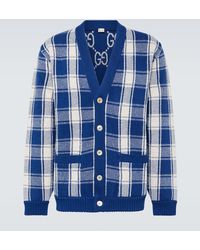 Gucci - Reversible Checked Wool-blend Cardigan - Lyst