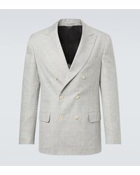 Brunello Cucinelli - Checked Double-Breasted Wool Blazer - Lyst