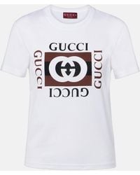 Gucci - T-Shirt Aus Baumwolljersey Mit Print, Größe - Lyst