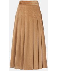 Gabriela Hearst - Wesley Pleated Cotton Corduroy Midi Skirt - Lyst
