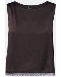 Leset - Barb Lace-Trimmed Satin Crop Top - Lyst