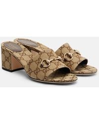 Gucci - Pantoletten Horsebit Gg Aus Canvas - Lyst