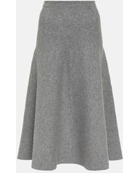 Valentino - High-Rise Wool-Blend Midi Skirt - Lyst