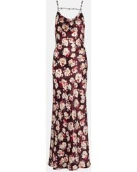 Rabanne - Chain-Detail Floral Silk Maxi Dress - Lyst