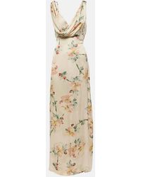 TOTEME - Floral-Print Satin Maxi Dress - Lyst