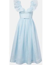 Zimmermann - Midikleid Dawning Aus Leinen Und Seide - Lyst