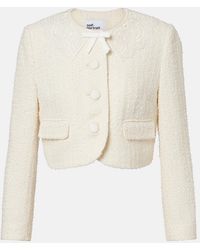 Self-Portrait - Lace-Trimmed Boucle Jacket - Lyst