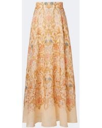 Zimmermann - Valiant Printed Linen And Silk Maxi Skirt - Lyst