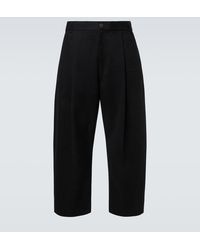 Studio Nicholson - Sorte Cotton Twill Barrel-Leg Pants - Lyst