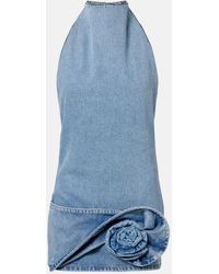 Magda Butrym - Vestido Corto De Denim Con Aplique Floral - Lyst